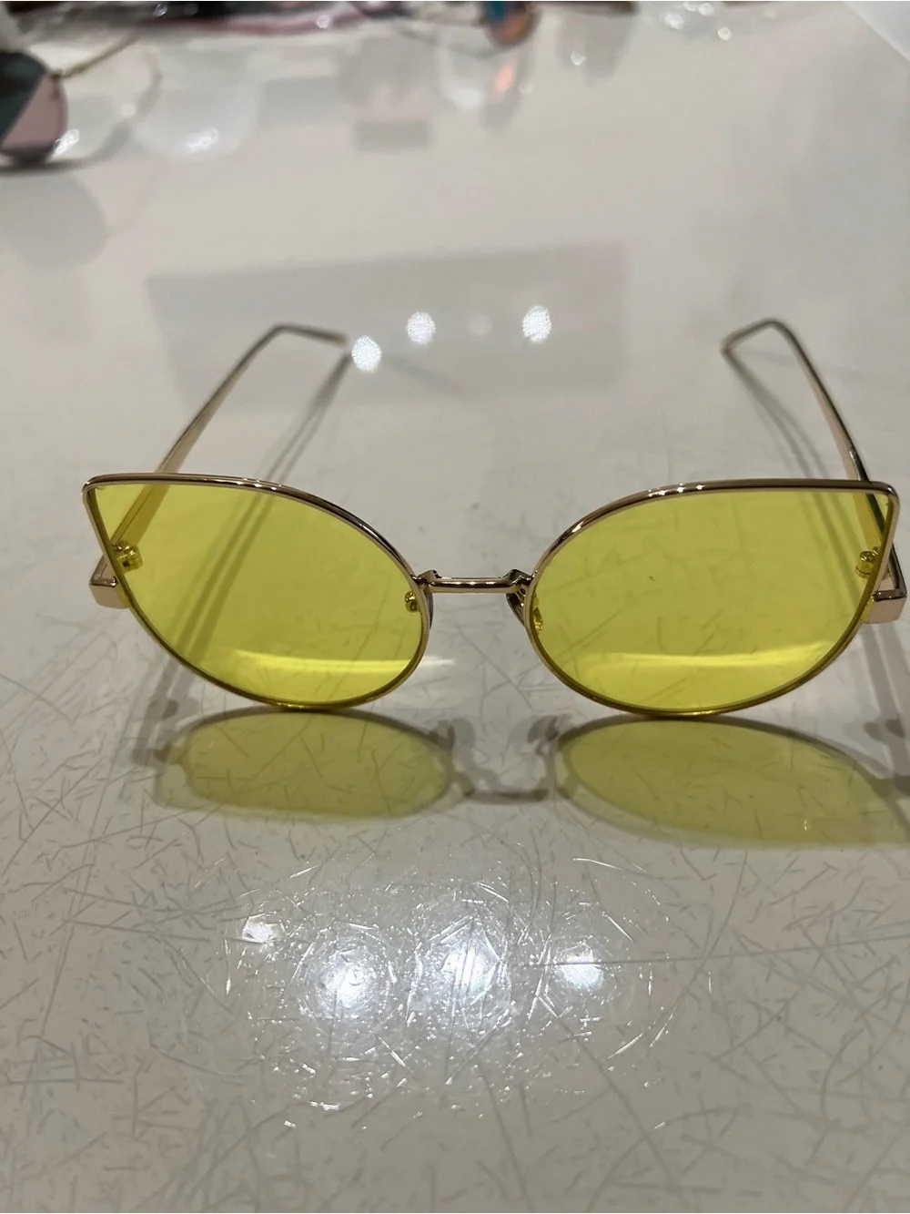 Yellow Lens Cat-Eye Women’s Sunglasses - Unbranded